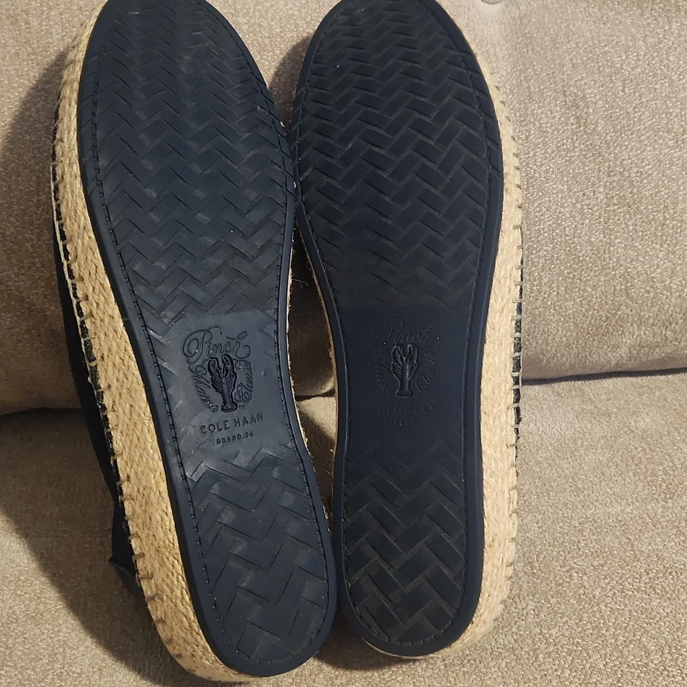 COLE HAAN Women's Navy Blue Espadrille Without Laces Flats Size 10B